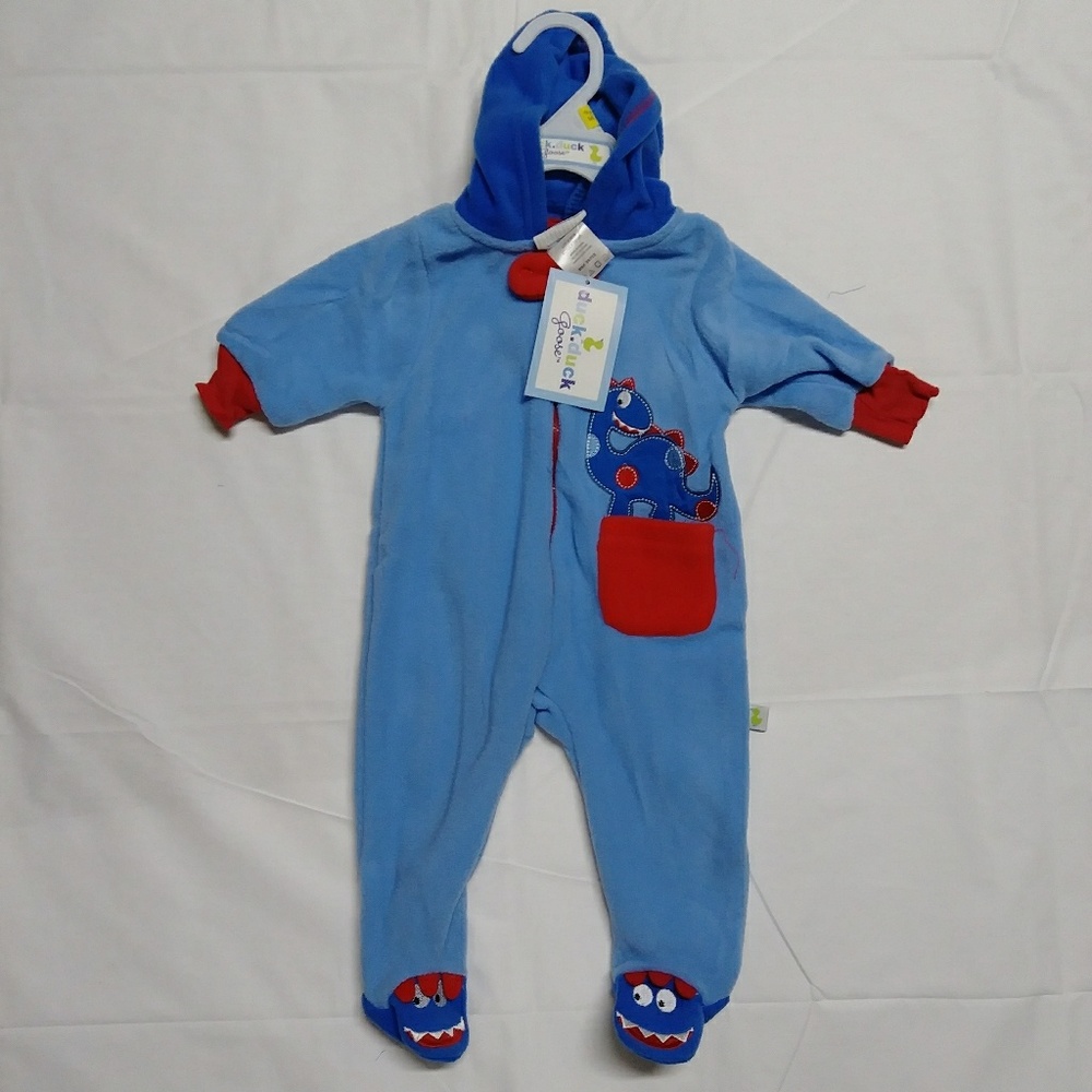 Onsie Pajamas - 0 to 3m - Blue/Dinosaur